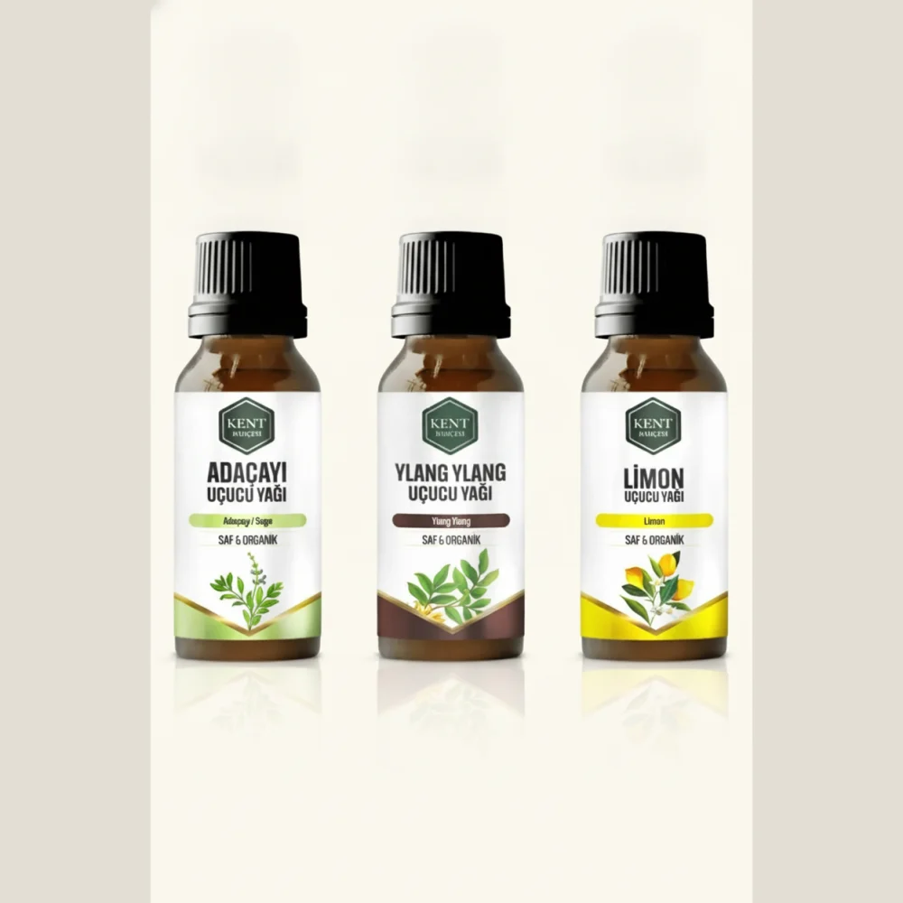 3'lü Uçucu Yağ Seti — Adaçayı, Ylang Ylang, Limon 10 ml