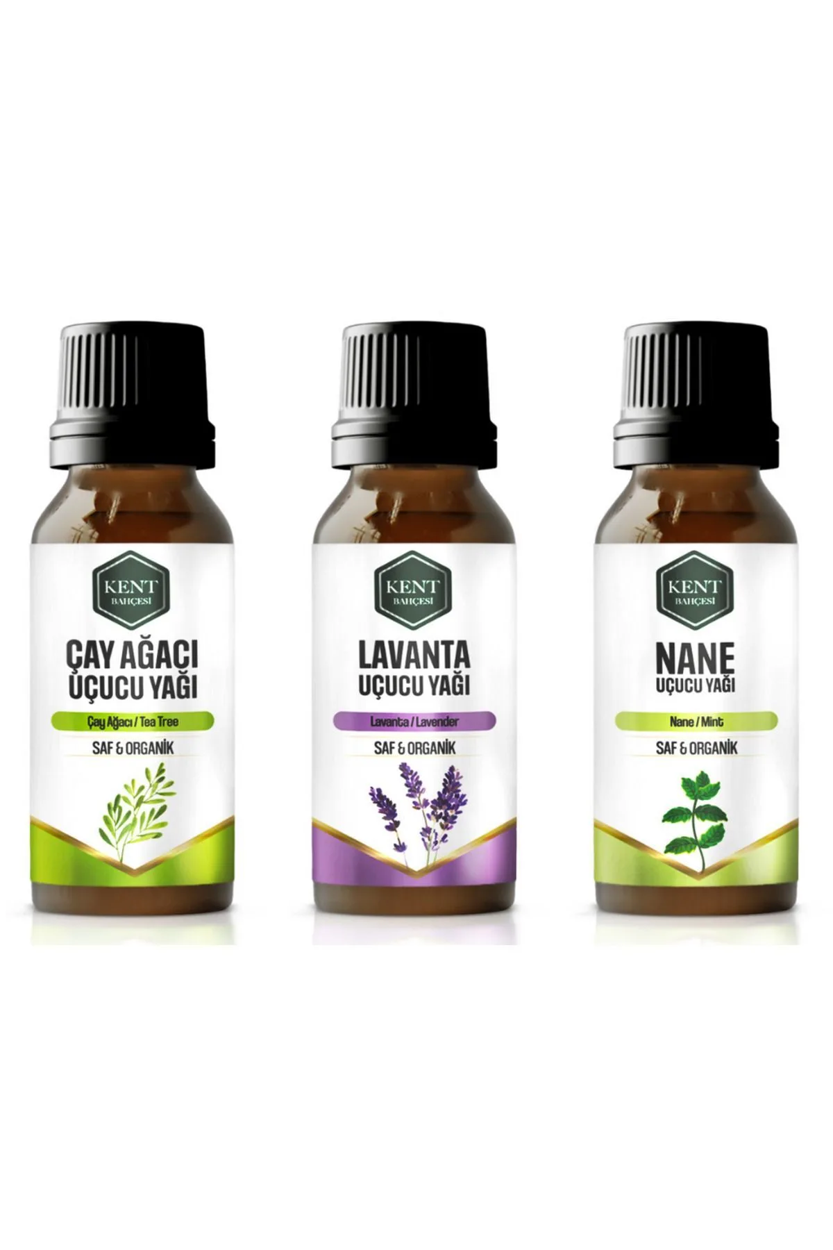 3'lü Uçucu Yağ Seti — Çay Ağacı, Lavanta, Nane 10 ml