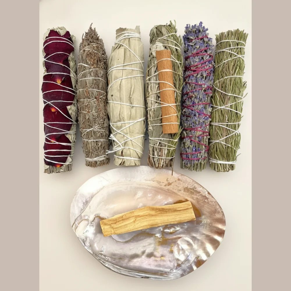 Arınma Enerji Tütsü Seti (Adaçayı, Lavanta, Biberiye, Palo Santo + Tütsülük)