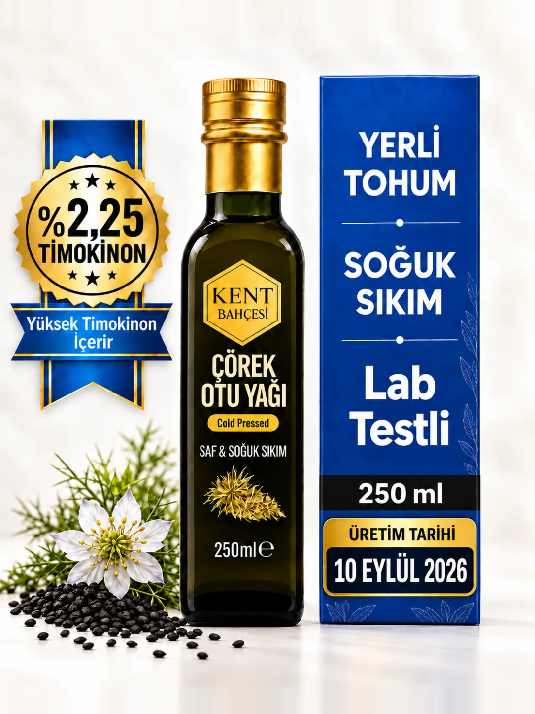 Yüksek Timokinon %2.2 - Acı İçim- Analizli- Çörek Otu Yağı 250 ml – Soğuk Sıkım