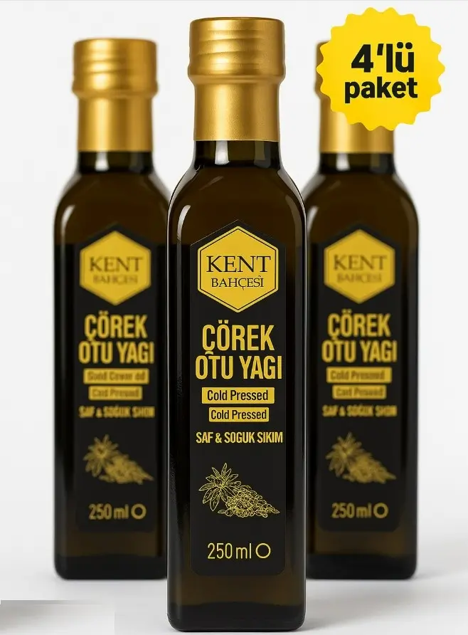 Çörek Otu Yağı 1 Litre Soğuk Sıkım (4x250 ml Avantaj Paketi)