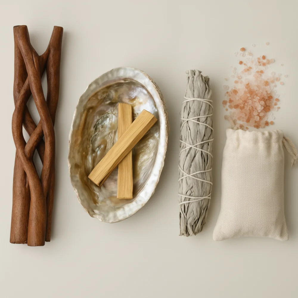 Californian White Sage Palo Santo İstiridye Tütsülük Tripod Seti — Premium