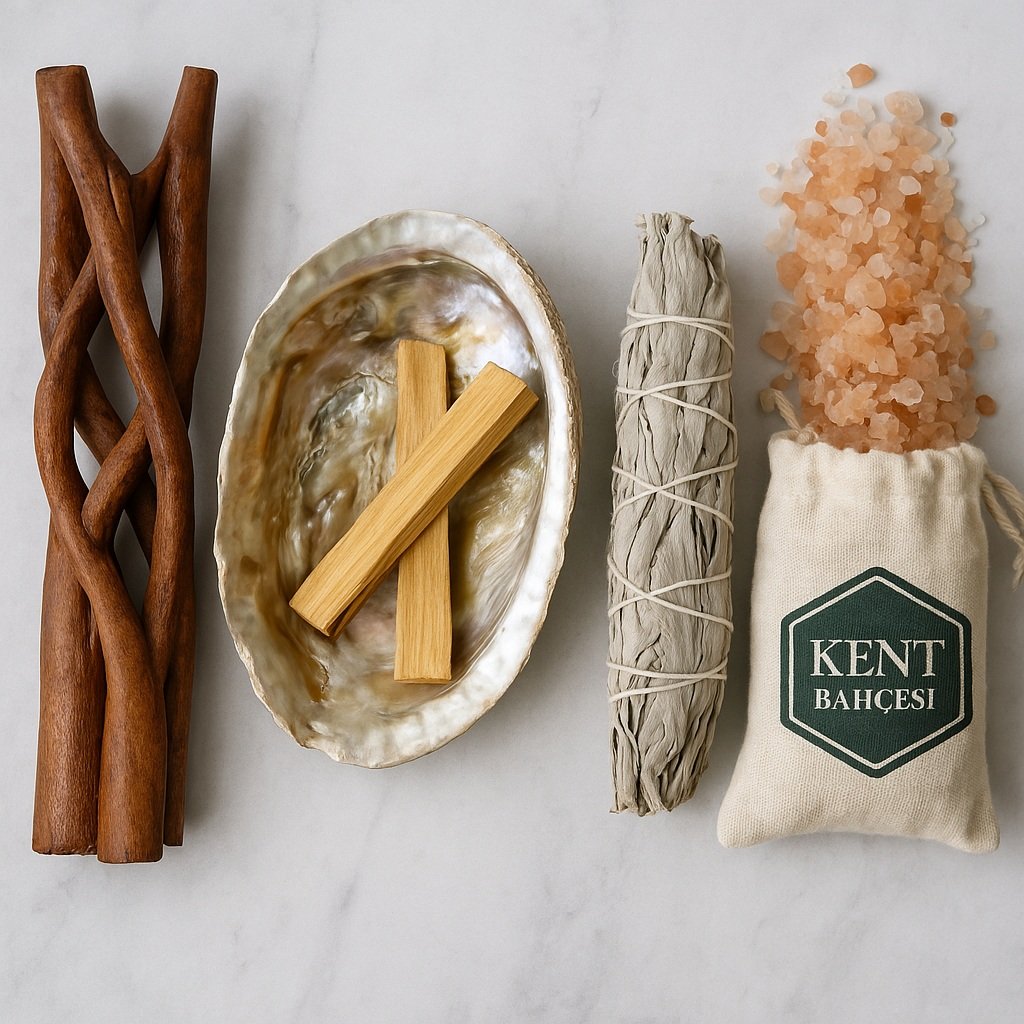 Californian White Sage Palo Santo İstiridye Tütsülük Tripod Seti — Premium